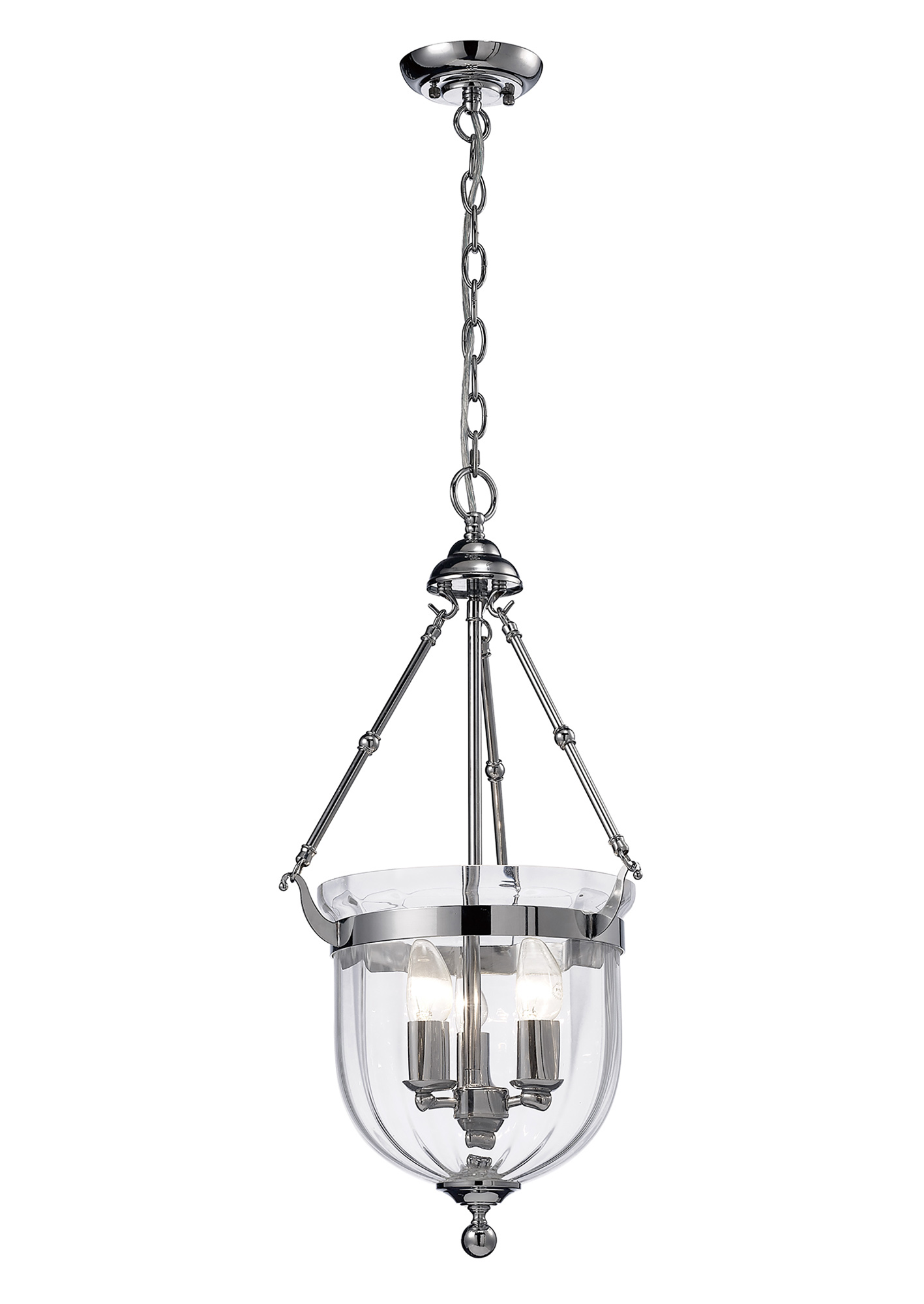 IL31072  Aubrey Glass Pendant 3 Light Polished Chrome